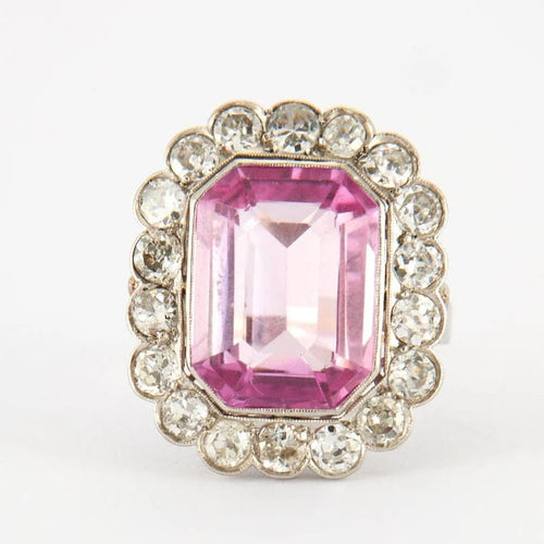 Bague 55 Bague Pompadour Art déco en or blanc et platine, diamants 58 Facettes