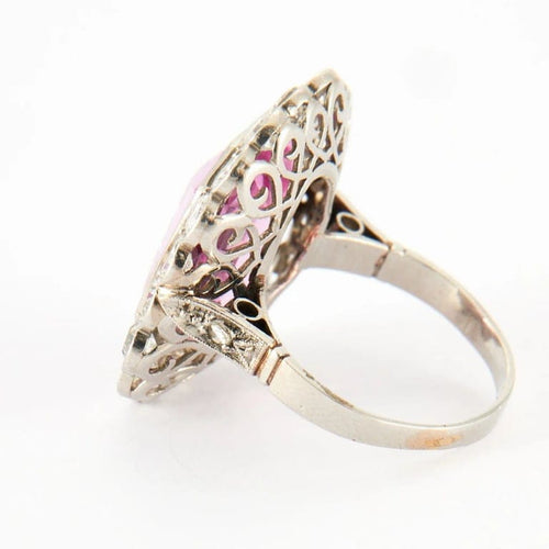 Bague 55 Bague Pompadour Art déco en or blanc et platine, diamants 58 Facettes