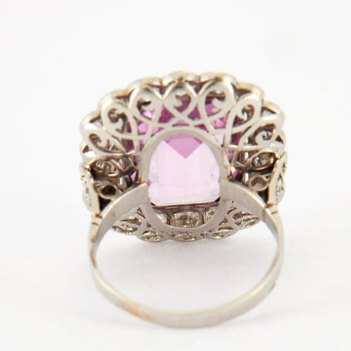 Bague 55 Bague Pompadour Art déco en or blanc et platine, diamants 58 Facettes