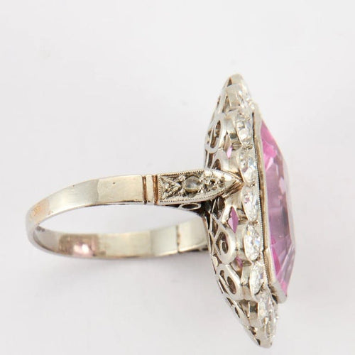 Bague 55 Bague Pompadour Art déco en or blanc et platine, diamants 58 Facettes