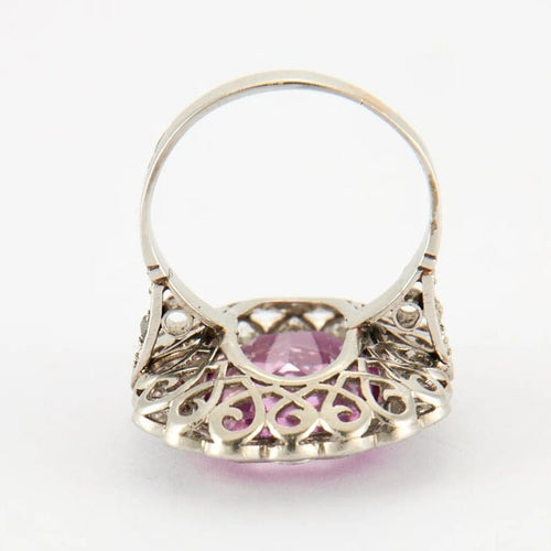 Bague 55 Bague Pompadour Art déco en or blanc et platine, diamants 58 Facettes