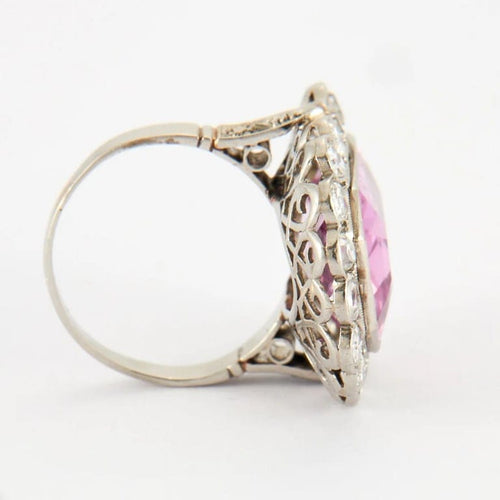 Bague 55 Bague Pompadour Art déco en or blanc et platine, diamants 58 Facettes