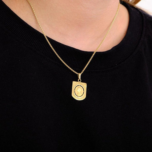Pendentif Médaille Art nouveau - Vierge Marie en or jaune 750 58 Facettes