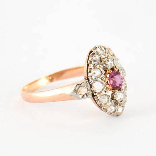 Bague 55 Bague ancienne rubis et diamants en or jaune 18 carats 58 Facettes