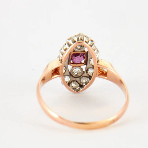 Bague 55 Bague ancienne rubis et diamants en or jaune 18 carats 58 Facettes