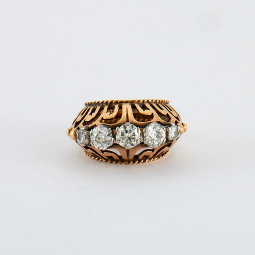 Bague 48 Bague tank jarretière 1940 en or jaune 18K et diamants 58 Facettes
