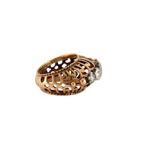 Bague 48 Bague tank jarretière 1940 en or jaune 18K et diamants 58 Facettes
