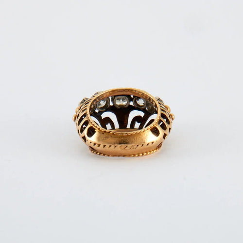 Bague 48 Bague tank jarretière 1940 en or jaune 18K et diamants 58 Facettes