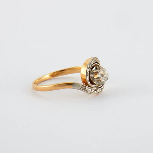 Bague 53 Bague Tourbillon en or jaune et blanc 750 sertie de diamants 58 Facettes