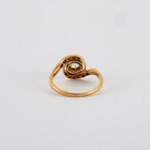Bague 53 Bague Tourbillon en or jaune et blanc 750 sertie de diamants 58 Facettes
