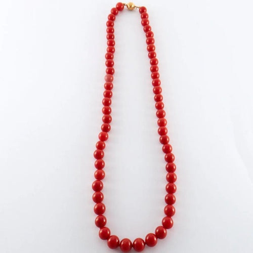 Collier Collier boules de corail rouge en or jaune 750 58 Facettes