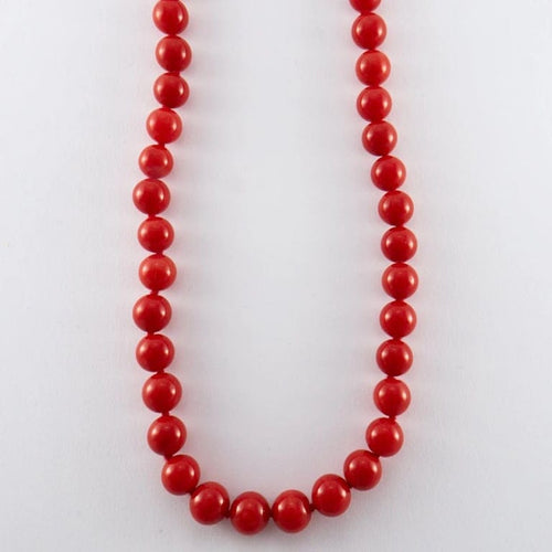 Collier Collier boules de corail rouge en or jaune 750 58 Facettes