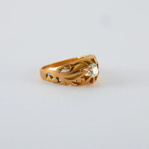 Bague 57 Bague Art nouveau en or jaune 750 sertie d’un diamant 58 Facettes