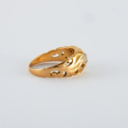 Bague 57 Bague Art nouveau en or jaune 750 sertie d’un diamant 58 Facettes