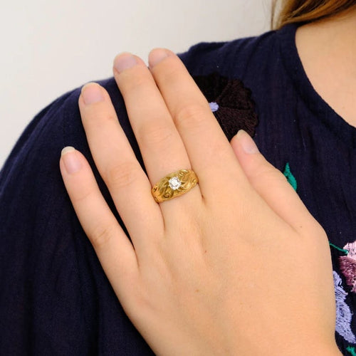 Bague 57 Bague Art nouveau en or jaune 750 sertie d’un diamant 58 Facettes