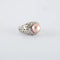Bague 52.5 Bague jonc - Perle rose et diamants en or blanc 18 ct 58 Facettes