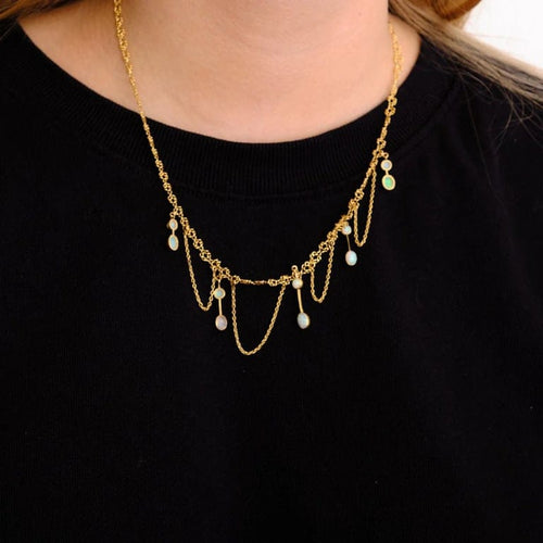 Collier Collier draperie en or jaune 18 ct et opales 58 Facettes