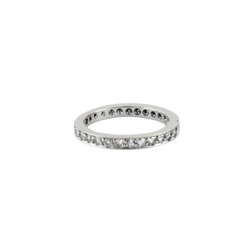 Bague 59 Alliance - Bague en or blanc 750 sertie de diamants 58 Facettes