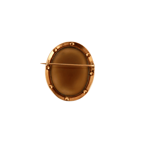 Broche Broche camée sur agate en or rose 750 avec demi-perles 58 Facettes