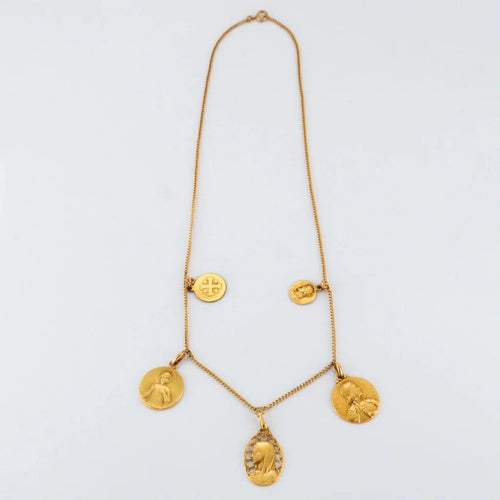 Collier Collier Or Jaune 5 Médailles 58 Facettes