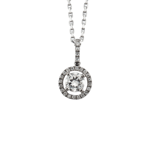 Collier Pendentif sur chaîne en or blanc 18 carats et diamants 58 Facettes