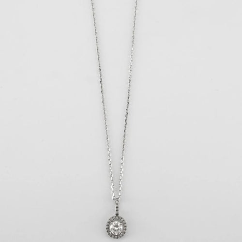 Collier Pendentif sur chaîne en or blanc 18 carats et diamants 58 Facettes