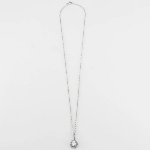 Collier Pendentif sur chaîne en or blanc 18 carats et diamants 58 Facettes