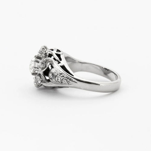 Bague 55 Bague dôme en or blanc 750 sertie de diamants 58 Facettes