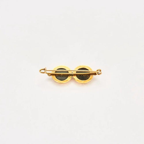 Broche Broche ancienne en or jaune 18K avec onyx et perles fines 58 Facettes