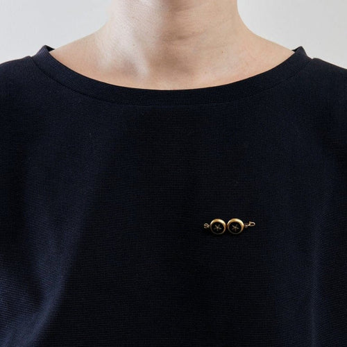 Broche Broche ancienne en or jaune 18K avec onyx et perles fines 58 Facettes