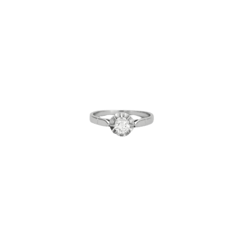 Bague 49 Bague solitaire en or blanc 18K avec diamant 0,18 ct 58 Facettes
