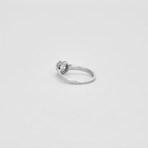 Bague 49 Bague solitaire en or blanc 18K avec diamant 0,18 ct 58 Facettes