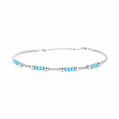 Bracelet Bracelet en or blanc et turquoises 58 Facettes