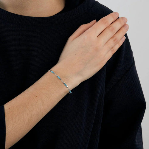 Bracelet Bracelet en or blanc et turquoises 58 Facettes