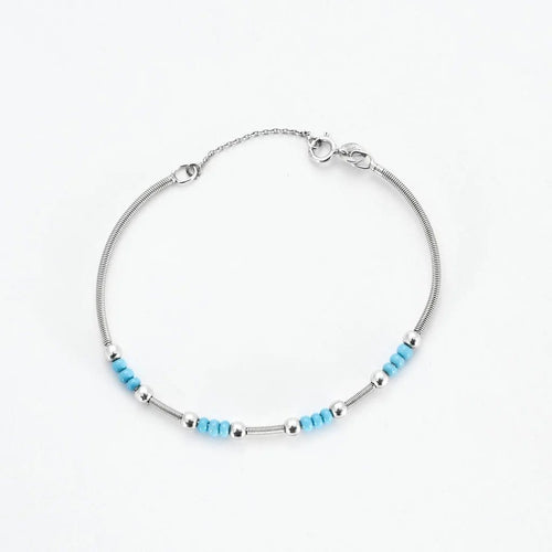 Bracelet Bracelet en or blanc et turquoises 58 Facettes