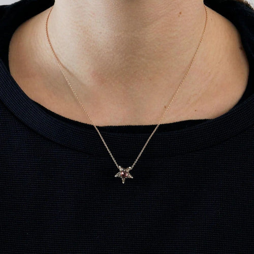Collier Selim Mouzannar Istanbul - Collier étoile en or rose, tourmaline et diamants 58 Facettes