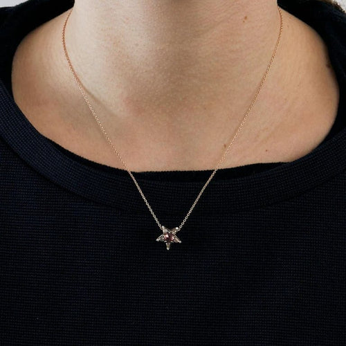 Collier Selim Mouzannar Istanbul - Collier étoile en or rose, tourmaline et diamants 58 Facettes