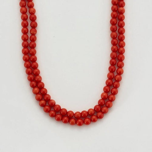 Collier Collier deux rangs en corail méditerranéen 58 Facettes