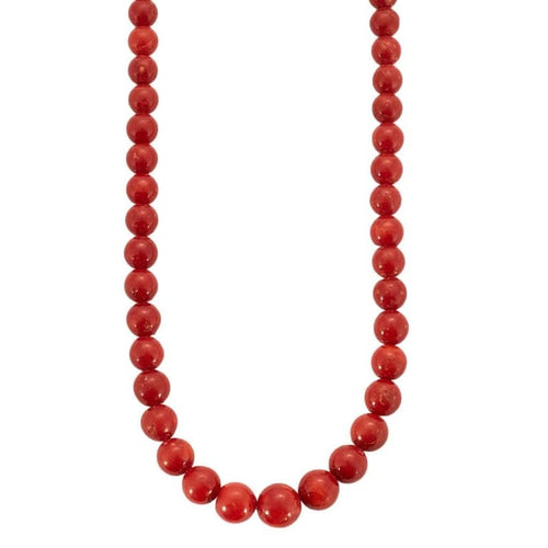 Collier Collier boules de corail rouge méditerranéen en or jaune 18 carats 58 Facettes