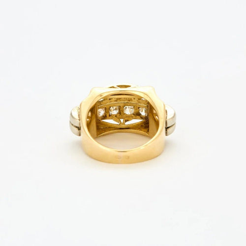 Bague 44 Tank - Bague pont en or jaune, platine et diamants 58 Facettes