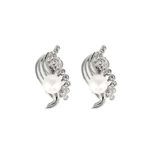 Boucles d'oreilles Boucles d’oreilles anciennes en or blanc et platine avec perles et diamants 58 Facettes