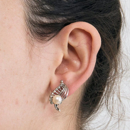 Boucles d'oreilles Boucles d’oreilles anciennes en or blanc et platine avec perles et diamants 58 Facettes