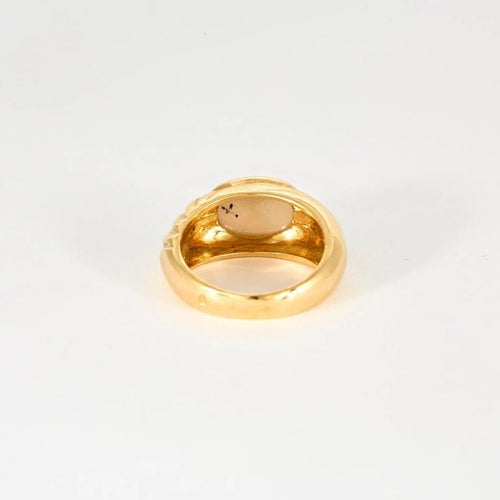 Bague 54.5 Bague godron en or jaune 18 ct sertie d’une opale 58 Facettes