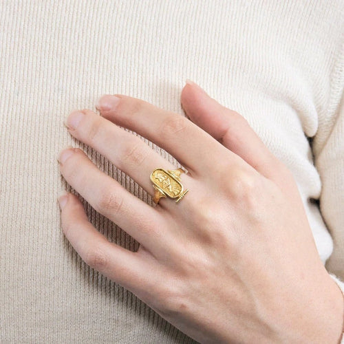 Bague 56 Bague cartouche égyptien en or jaune 58 Facettes