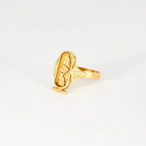 Bague 56.5 Bague cartouche égyptien en or jaune 58 Facettes