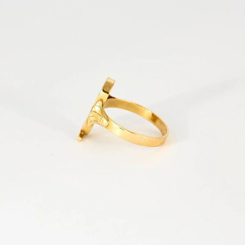 Bague 56.5 Bague cartouche égyptien en or jaune 58 Facettes