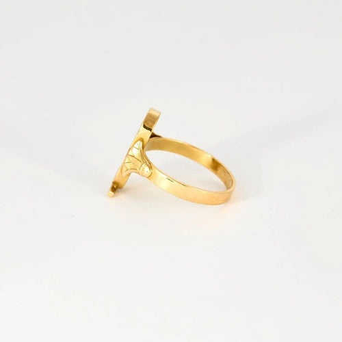 Bague 56 Bague cartouche égyptien en or jaune 58 Facettes