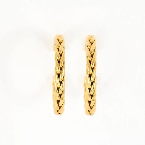 Boucles d'oreilles Créoles maille palmier en or jaune 18 ct 58 Facettes
