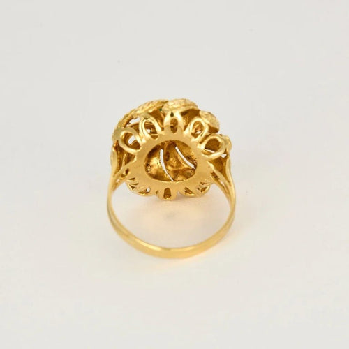 Bague 57 Bague dôme tourbillon en or jaune 750 sertie d’agates vertes 58 Facettes