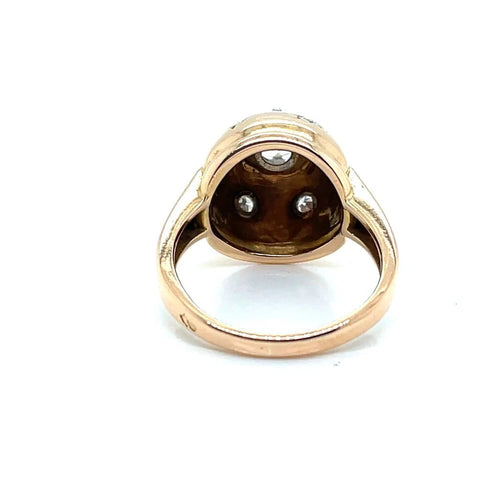Bague 52 Bague boule Art déco en or jaune 750 et platine, diamants 58 Facettes